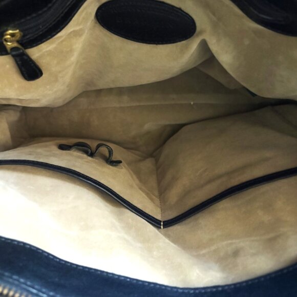 Brahmin Croc-embossed Brown Leather Black Body Suede Interior Gold Hardware EUC - Picture 6 of 13